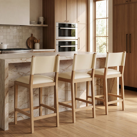 Mira Cream Vegan Leather Counter Stool, 1 Piece