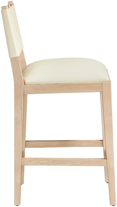 Mira Cream Vegan Leather Counter Stool, 1 Piece
