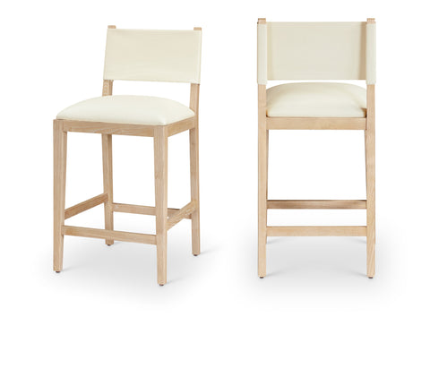Mira Cream Vegan Leather Counter Stool, 1 Piece
