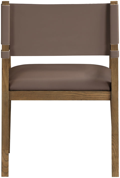Mira Brown Vegan Leather Dining Arm Chair, 1 Piece (Style 2)