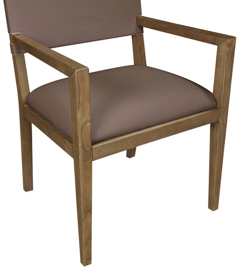 Mira Brown Vegan Leather Dining Arm Chair, 1 Piece (Style 2)