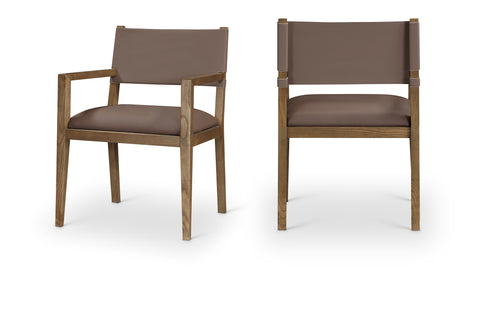 Mira Brown Vegan Leather Dining Arm Chair, 1 Piece (Style 2)