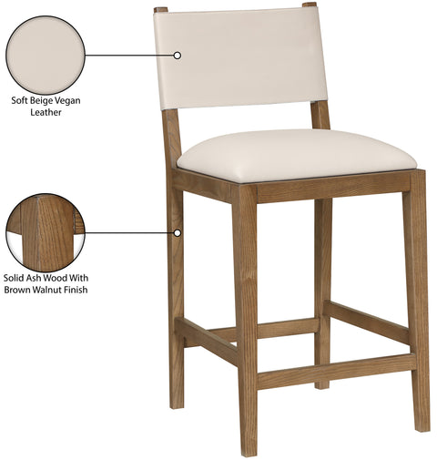 Mira Beige Vegan Leather Counter Stool, 1 Piece