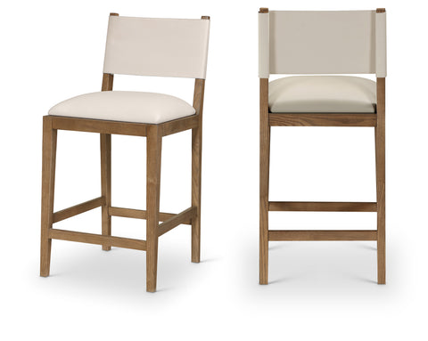 Mira Beige Vegan Leather Counter Stool, 1 Piece