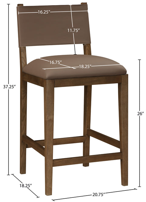 Mira Brown Vegan Leather Counter Stool, 1 Piece (Style 2)