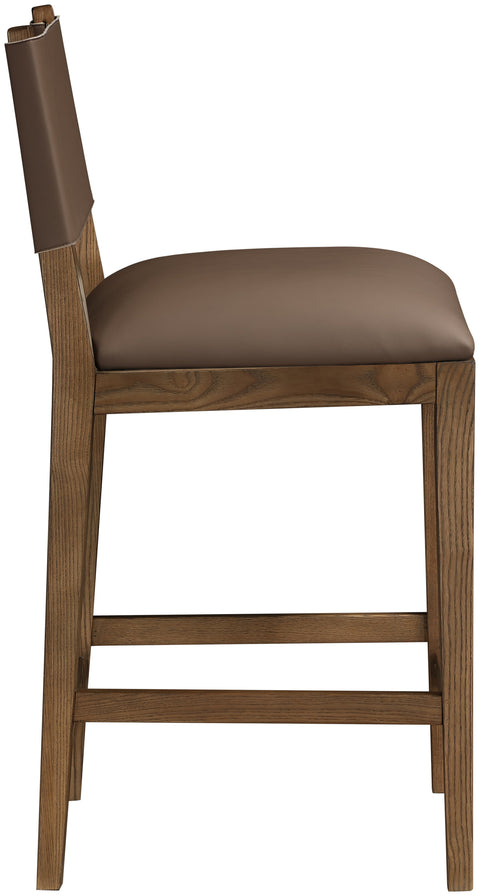 Mira Brown Vegan Leather Counter Stool, 1 Piece (Style 2)