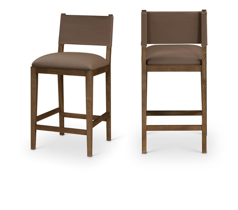 Mira Brown Vegan Leather Counter Stool, 1 Piece (Style 2)