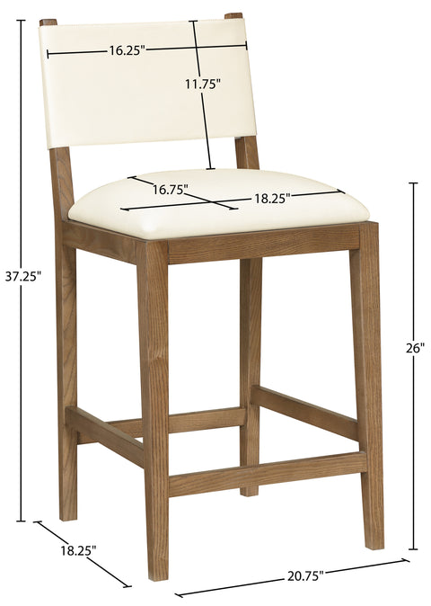 Mira Cream Vegan Leather Counter Stool, 1 Piece (Style 2)