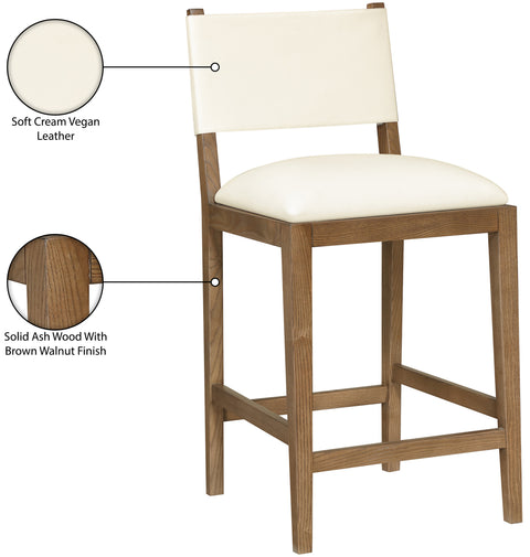 Mira Cream Vegan Leather Counter Stool, 1 Piece (Style 2)