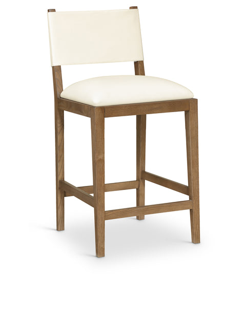 Mira Cream Vegan Leather Counter Stool, 1 Piece (Style 2)