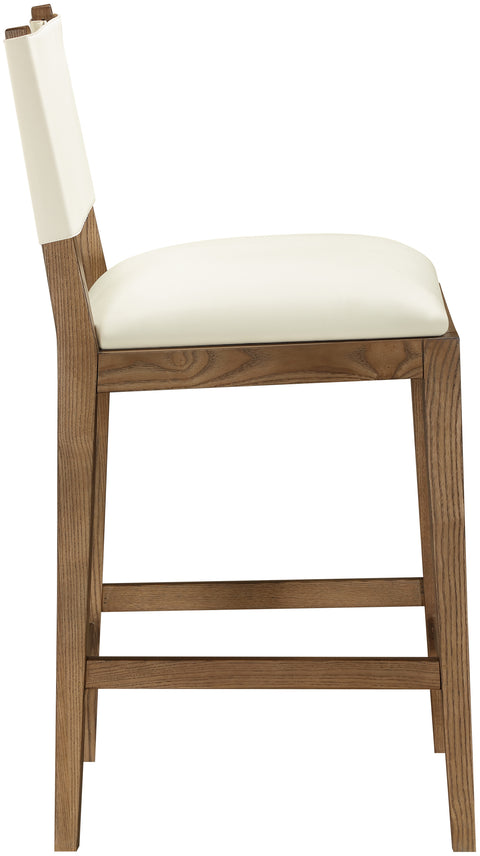 Mira Cream Vegan Leather Counter Stool, 1 Piece (Style 2)