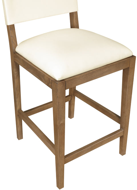 Mira Cream Vegan Leather Counter Stool, 1 Piece (Style 2)