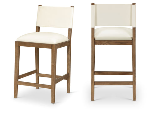 Mira Cream Vegan Leather Counter Stool, 1 Piece (Style 2)