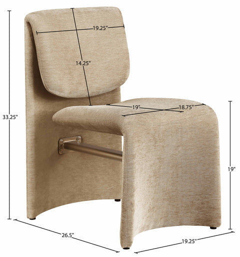 Kellan Beige Fabric Upholstered Dining Chair, 2-Piece