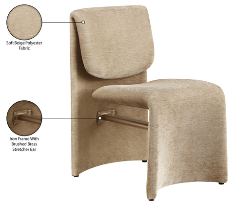 Kellan Beige Fabric Upholstered Dining Chair, 2-Piece