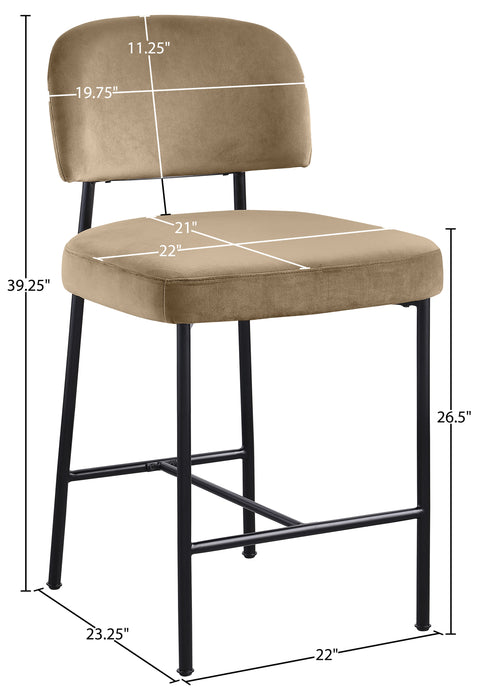 Arden Beige Performance Fabric Upholstered Counter Stool, 2-Piece