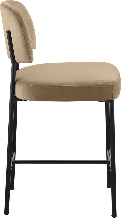 Arden Beige Performance Fabric Upholstered Counter Stool, 2-Piece