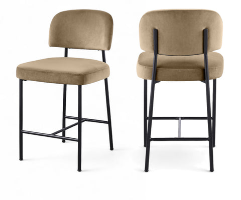 Arden Beige Performance Fabric Upholstered Counter Stool, 2-Piece