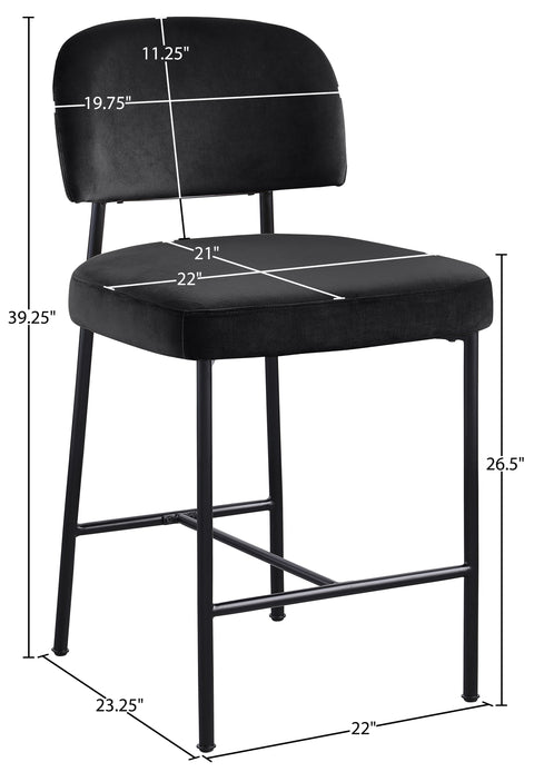 Arden Black Performance Fabric Upholstered Counter Stool, 2-Piece