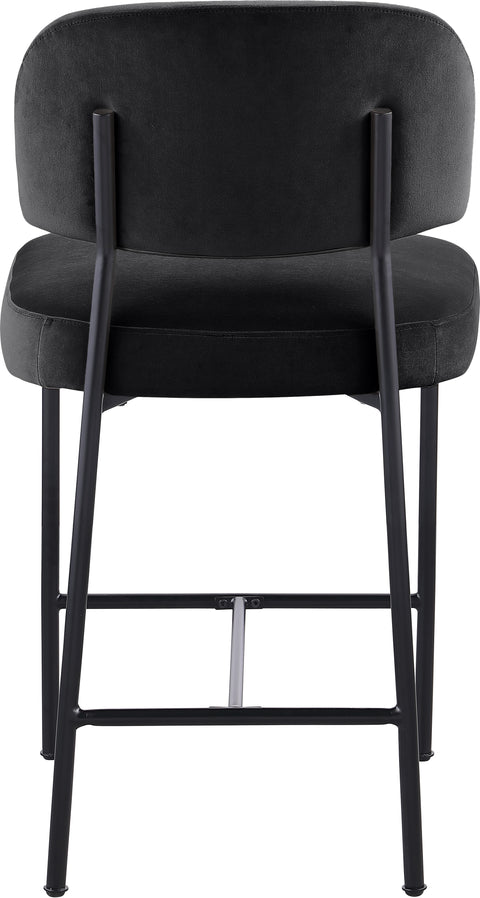 Arden Black Performance Fabric Upholstered Counter Stool, 2-Piece