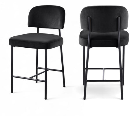 Arden Black Performance Fabric Upholstered Counter Stool, 2-Piece