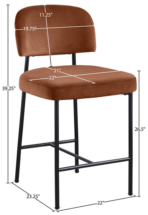 Arden Cognac Performance Fabric Upholstered Counter Stool, 2-Piece