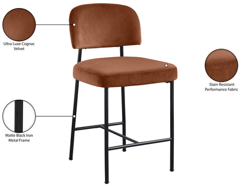Arden Cognac Performance Fabric Upholstered Counter Stool, 2-Piece