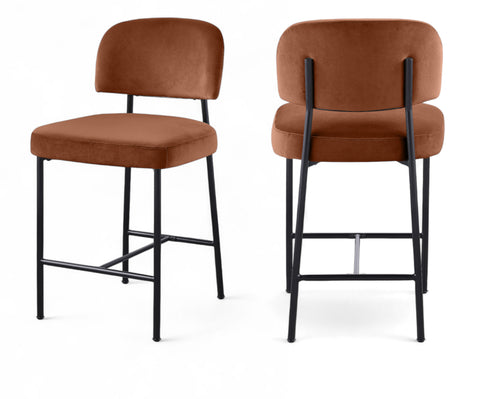 Arden Cognac Performance Fabric Upholstered Counter Stool, 2-Piece