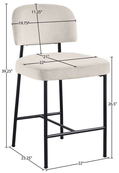 Arden Cream Performance Fabric Upholstered Counter Stool, 2-Piece