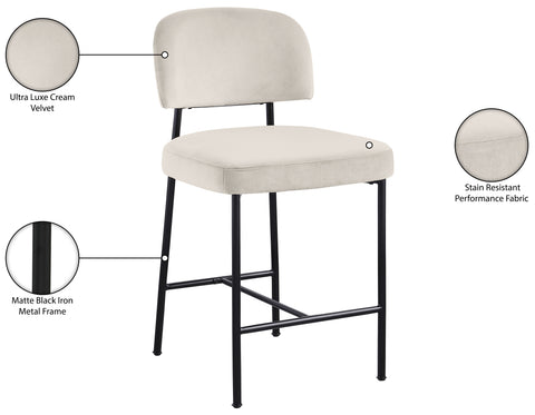 Arden Cream Performance Fabric Upholstered Counter Stool, 2-Piece