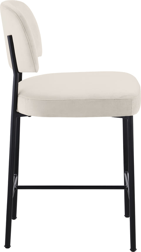 Arden Cream Performance Fabric Upholstered Counter Stool, 2-Piece