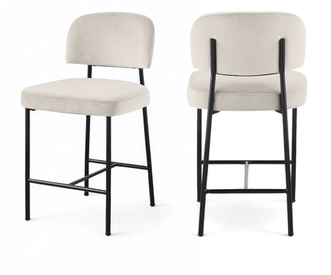 Arden Cream Performance Fabric Upholstered Counter Stool, 2-Piece