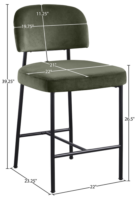 Arden Green Performance Fabric Upholstered Counter Stool, 2-Piece