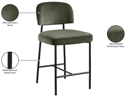 Arden Green Performance Fabric Upholstered Counter Stool, 2-Piece