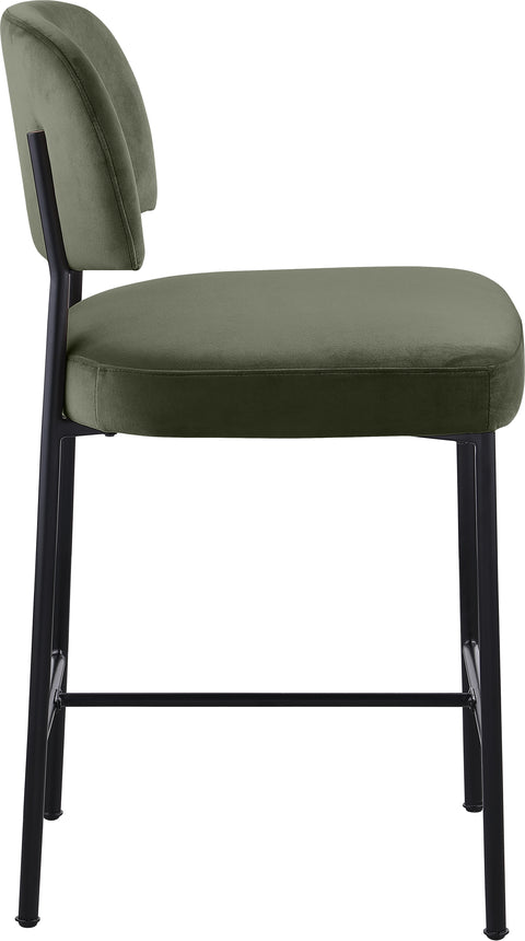 Arden Green Performance Fabric Upholstered Counter Stool, 2-Piece