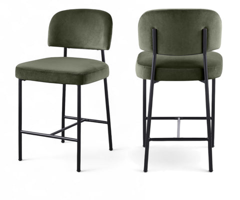 Arden Green Performance Fabric Upholstered Counter Stool, 2-Piece