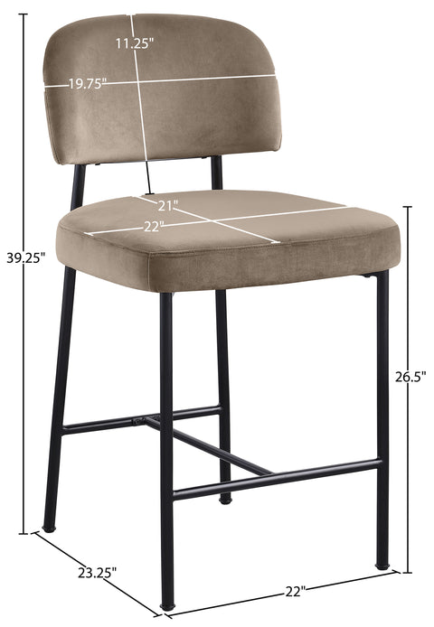 Arden Taupe Performance Fabric Upholstered Counter Stool, 2-Piece