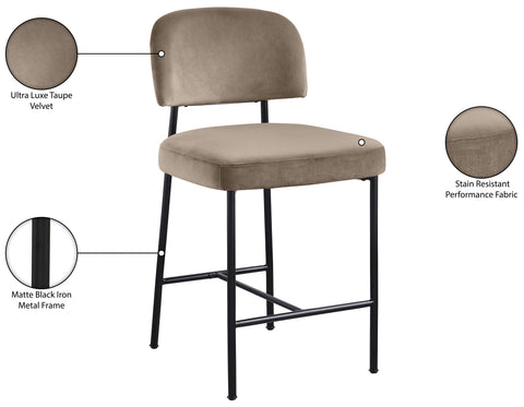 Arden Taupe Performance Fabric Upholstered Counter Stool, 2-Piece
