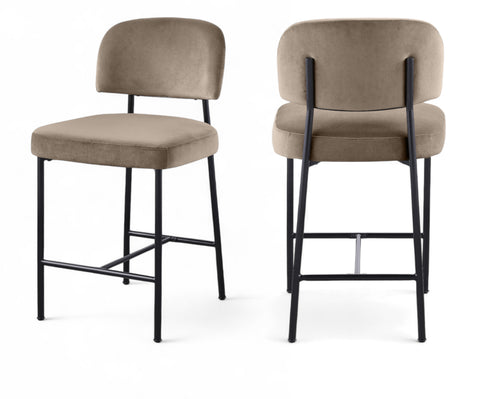 Arden Taupe Performance Fabric Upholstered Counter Stool, 2-Piece