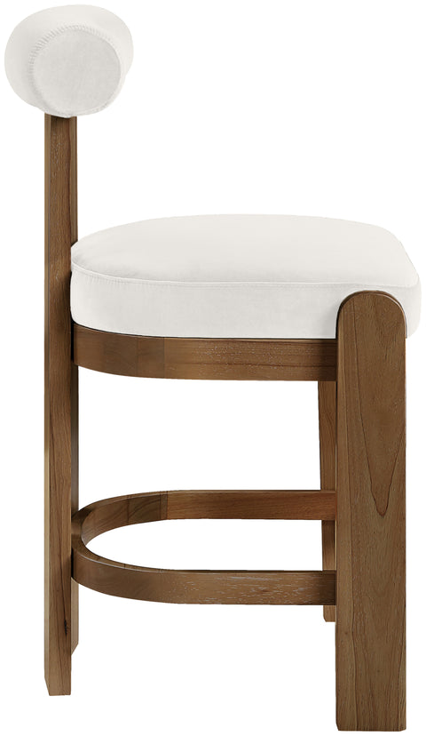 Noelle Cream Velvet Performance Fabric Upholstered Counter Stool, 2-Piece