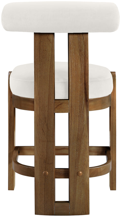 Noelle Cream Velvet Performance Fabric Upholstered Counter Stool, 2-Piece