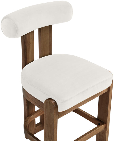 Noelle Cream Velvet Performance Fabric Upholstered Counter Stool, 2-Piece