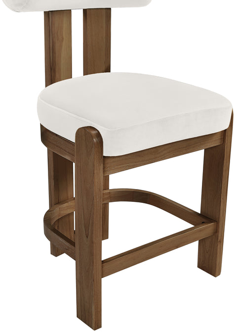 Noelle Cream Velvet Performance Fabric Upholstered Counter Stool, 2-Piece