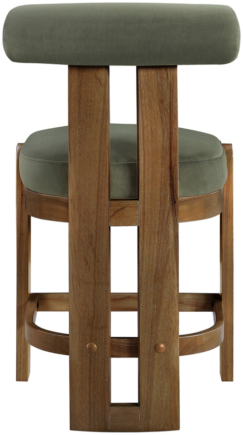 Noelle Green Velvet Performance Fabric Upholstered Counter Stool, 2-Piece
