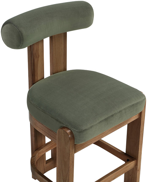 Noelle Green Velvet Performance Fabric Upholstered Counter Stool, 2-Piece