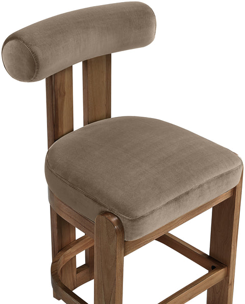 Noelle Taupe Velvet Performance Fabric Upholstered Counter Stool, 2-Piece