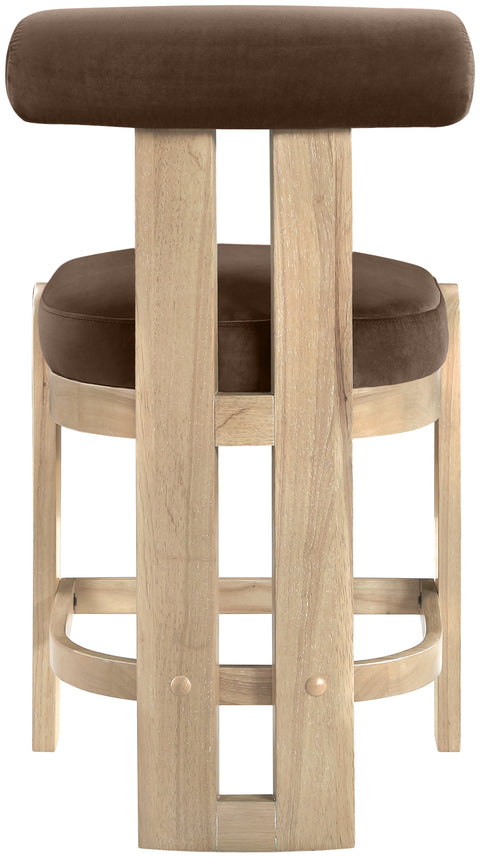 Noelle Brown Velvet Performance Fabric Upholstered Counter Stool, 2-Piece