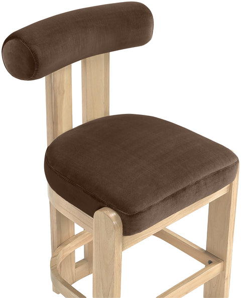 Noelle Brown Velvet Performance Fabric Upholstered Counter Stool, 2-Piece