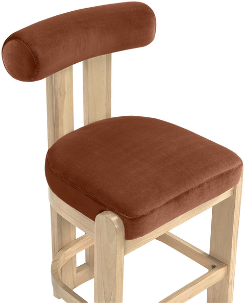 Noelle Cognac Velvet Performance Fabric Upholstered Counter Stool, 2-Piece