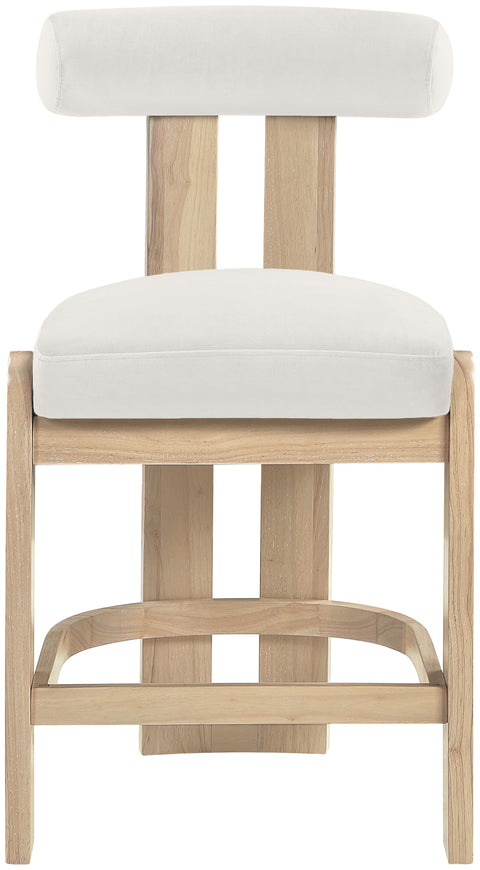 Noelle Cream Velvet Performance Fabric Upholstered Counter Stool, 2-Piece (Style 2)